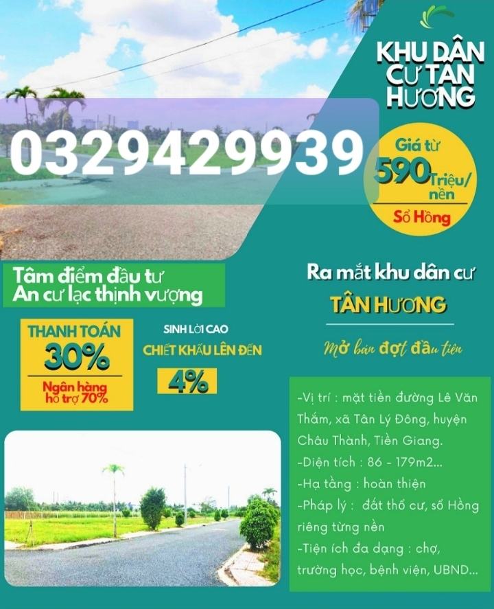 Đất nền kcn Tân Hương Tiền Giang