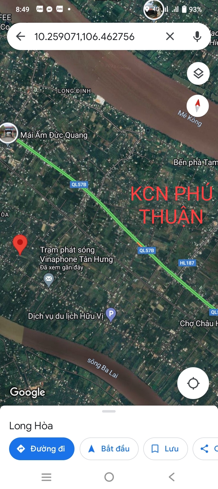 Chính chủ bán đất Long Hoà, nền 2 mt đường 134m2 có 50m2 thổ cư, gần KCN Phú Thuận, Bình Đại